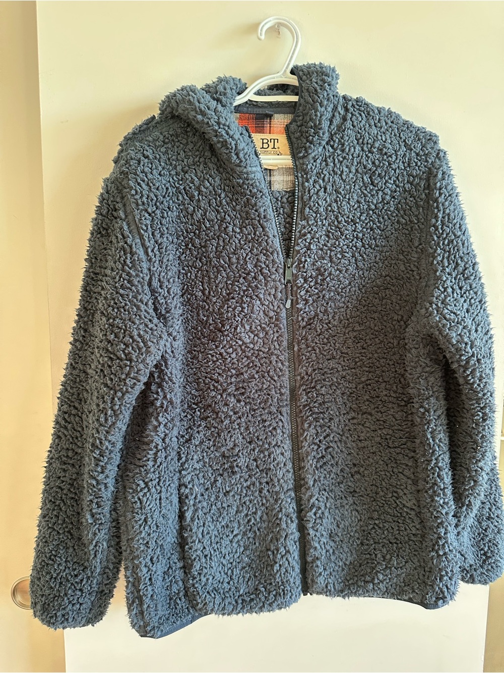 Kids Plush Sherpa Zip Jacket in Charcoal Gray